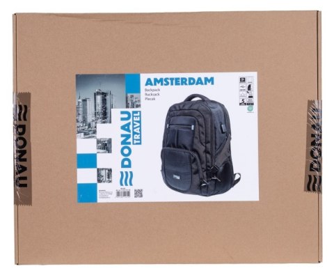 Plecak DONAU TRAVEL Amsterdam, 17", 35l, USB + kabel USB-C, czarny