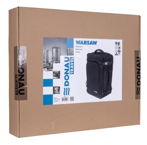 Plecak DONAU TRAVEL Warsaw, 15,6", 23l, USB + kabel, czarny