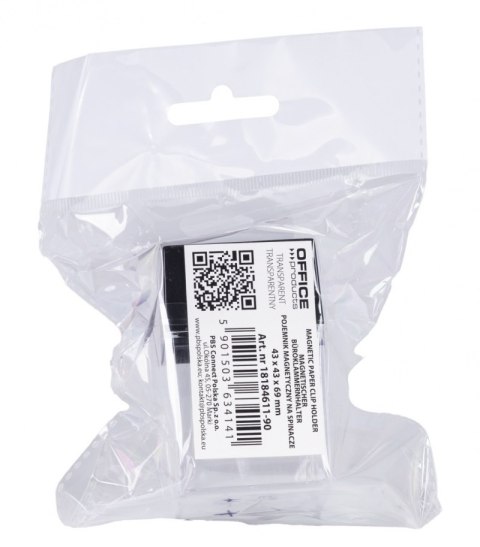 Pojemnik magnetyczny na spinacze OFFICE PRODUCTS, prostokątny, pusty, transparentny