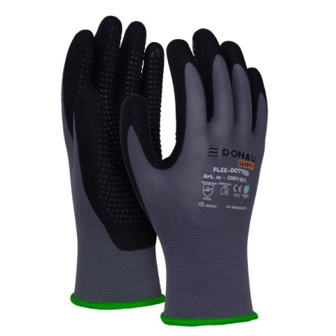 Rękawice DONAU SAFETY Flex-Dotted, kat. II, rozm. 11, szare