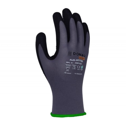 Rękawice DONAU SAFETY Flex-Dotted, kat. II, rozm. 11, szare