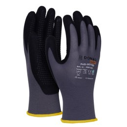Rękawice DONAU SAFETY Flex-Dotted, kat. II, rozm. 8, szare