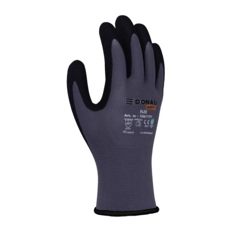Rękawice DONAU SAFETY Flex, kat. II, rozm. 10, szare