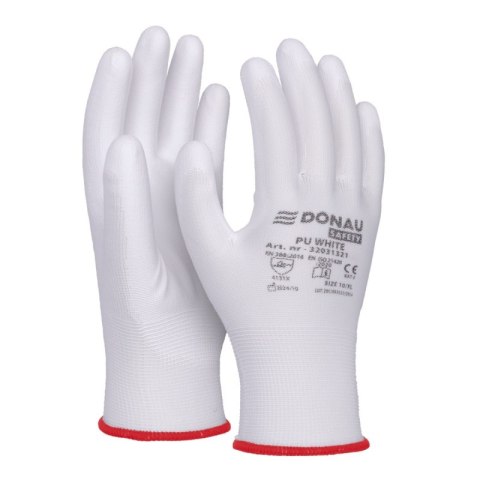 Rękawice DONAU SAFETY PU White, kat. II, rozm. 6, białe