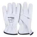 Rękawice robocze DONAU SAFETY DS-DRIVCOW, driver, skóra bydlęca, rozm. 9/L, białe
