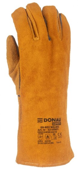Rękawice spawalnicze DONAU SAFETY DS-KEV WELMIG, kevlar, skóra bydlęca, rozm. 10/XL, złote