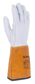 Rękawice spawalnicze DONAU SAFETY DS-KEV WELTIG, kevlar, skóra kozia, rozm. 11/XXL, biało-złote