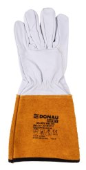 Rękawice spawalnicze DONAU SAFETY DS-KEV WELTIG, kevlar, skóra kozia, rozm. 11/XXL, biało-złote