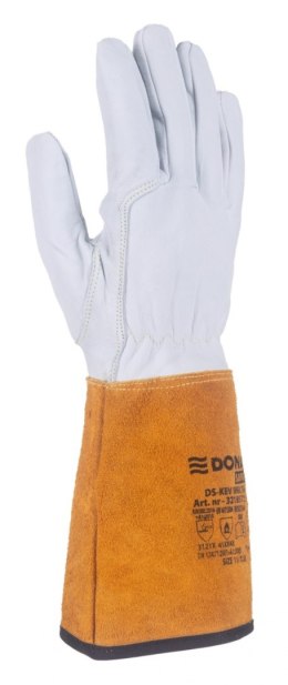 Rękawice spawalnicze DONAU SAFETY DS-KEV WELTIG, kevlar, skóra kozia, rozm. 9/L, biało-złote