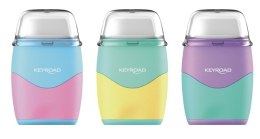 Temperówka plastikowa z gumką KEYROAD, pastel, podwójna, pudełko, mix kolorów