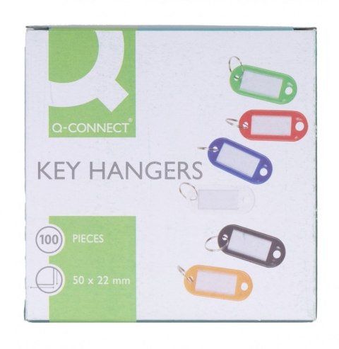 Zawieszki na klucze Q-CONNECT, 50x22mm, 100 szt., mix kolorów