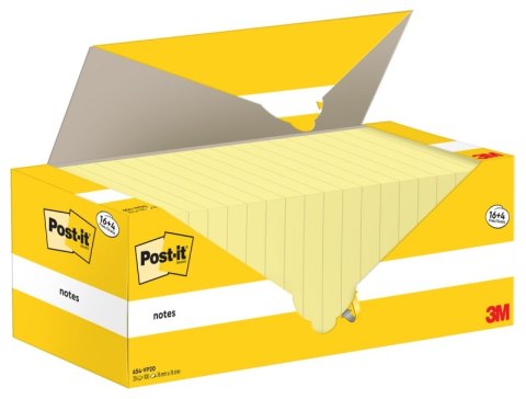 Karteczki samoprzylepne POST-IT® (654CY-VP20), 76x76mm, 100 kart./bloczek, 16 + 4 bloczki GRATIS, kanarkowo żółte
