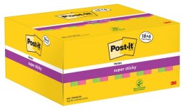 Karteczki samoprzylepne POST-IT® Super Sticky (622-P24SSCOL), 47,6x47,6mm, 90 kart./bloczek, 18 + 6 bloczków GRATIS, mix kolorów