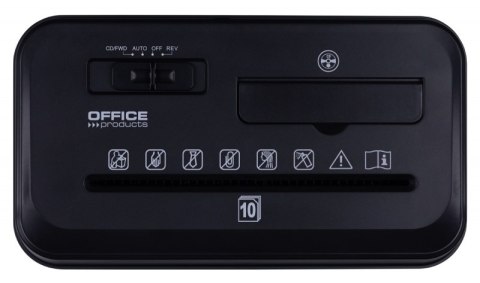 Niszczarka OFFICE PRODUCTS, paski, do 10 kartek A4, kosz 14l, czarna