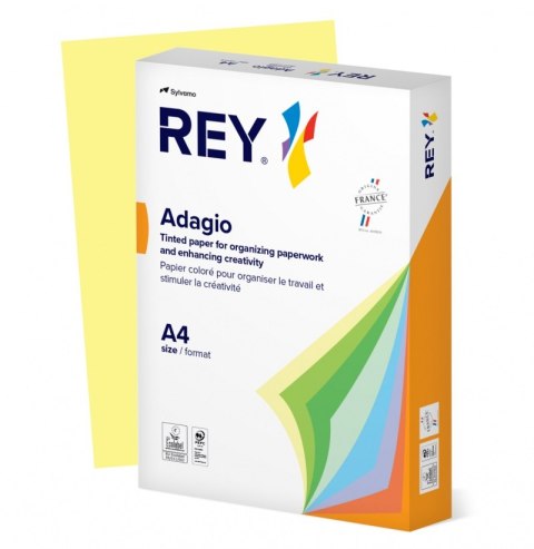 Papier ksero REY ADAGIO, A4, 160gsm, 49 żółty kanarkowy pastel *RYADA160X471 R100, 250 ark.