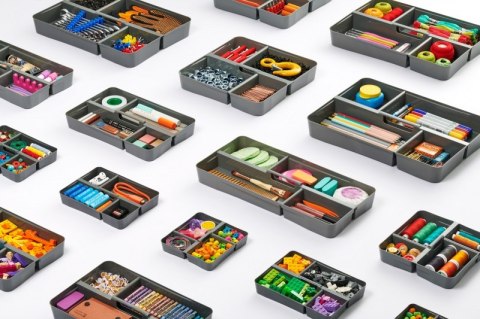 Pojemnik do przechowywania MOXOM, Insert Box, 15,5l, z rączką, z klipsami, transparentny grafit