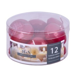 Świeca pływająca pastylka DONAU HOME, lakierowana, 48x28 mm, 12 szt., czerwona