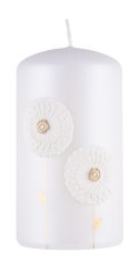 Świeca słupek DONAU HOME Dmuchawce, 70x130mm, biały