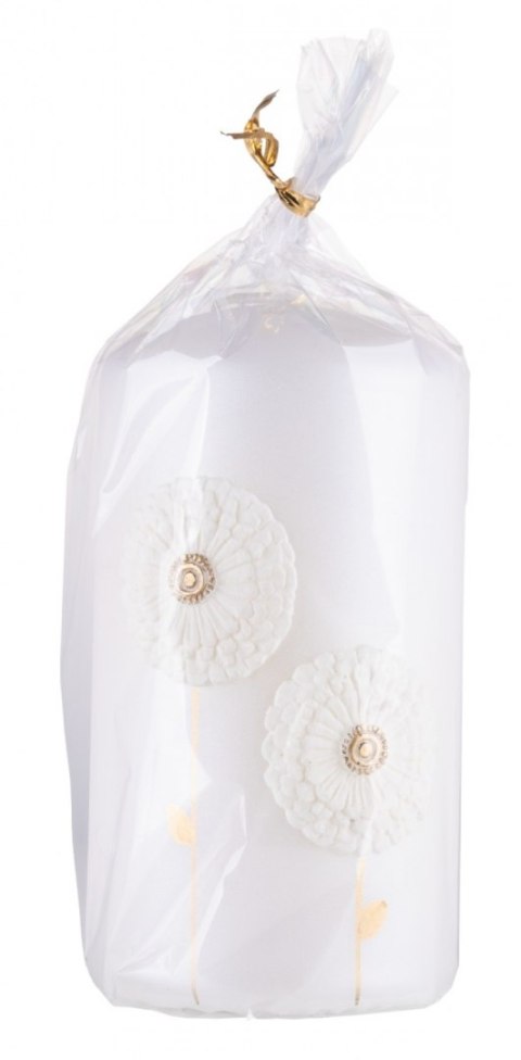 Świeca słupek DONAU HOME Dmuchawce, 70x130mm, biały