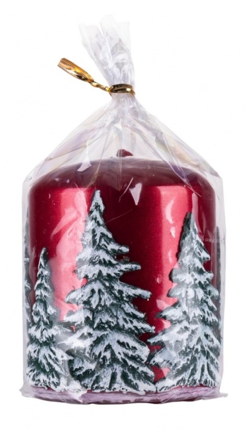 Świeca słupek DONAU HOME Frozen Dreams, 70x90mm, czerwony