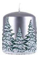 Świeca słupek DONAU HOME Frozen Dreams, 70x90mm, srebrny