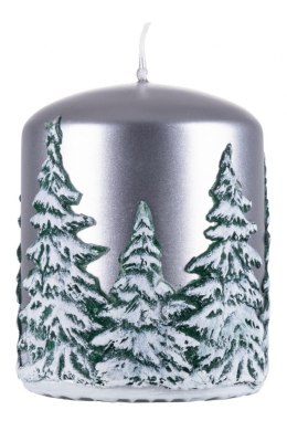 Świeca słupek DONAU HOME Frozen Dreams, 70x90mm, srebrny