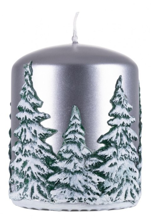 Świeca słupek DONAU HOME Frozen Dreams, 70x90mm, srebrny