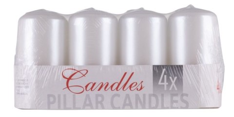 Świeca słupek DONAU HOME Standard Lakier, 50x100mm, 4 szt., biały perła