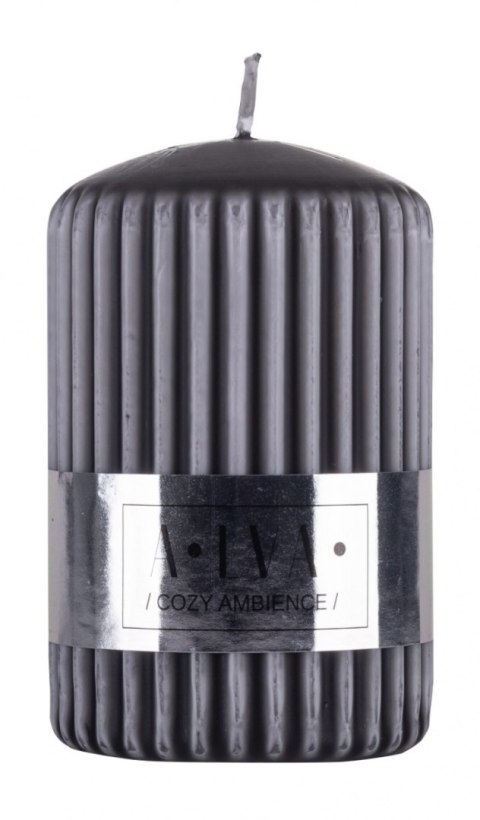 Świeca słupek ryflowana DONAU HOME Alva, 60x90mm, antracyt