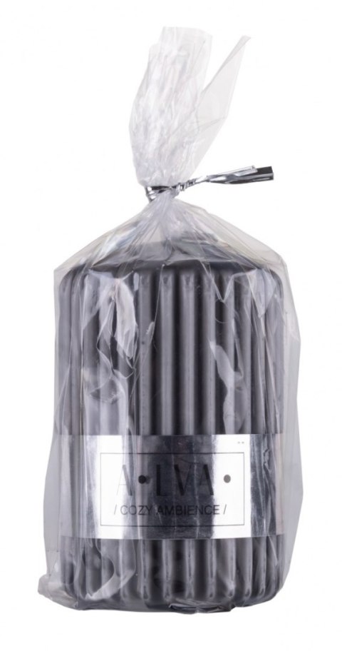 Świeca słupek ryflowana DONAU HOME Alva, 60x90mm, antracyt