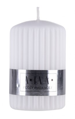 Świeca słupek ryflowana DONAU HOME Alva, 60x90mm, biały