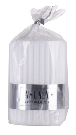 Świeca słupek ryflowana DONAU HOME Alva, 60x90mm, biały