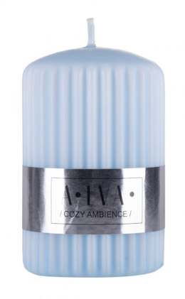 Świeca słupek ryflowana DONAU HOME Alva, 60x90mm, błękitny