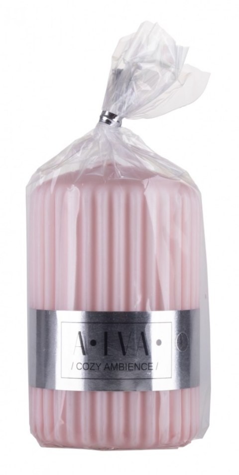 Świeca słupek ryflowana DONAU HOME Alva, 60x90mm, brudny róż