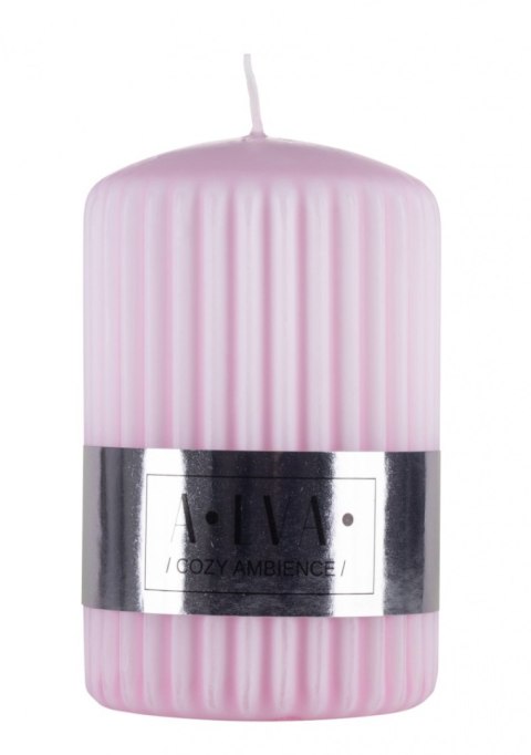 Świeca słupek ryflowana DONAU HOME Alva, 60x90mm, różowy