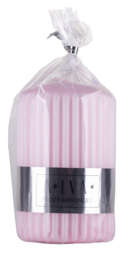 Świeca słupek ryflowana DONAU HOME Alva, 60x90mm, różowy