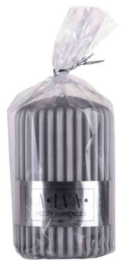 Świeca słupek ryflowana DONAU HOME Alva, 60x90mm, szary