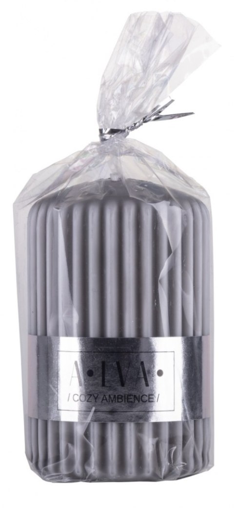 Świeca słupek ryflowana DONAU HOME Alva, 60x90mm, szary