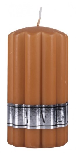 Świeca słupek ryflowana DONAU HOME Wave, 70x130mm, karmelowy