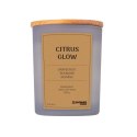 Świeca sojowa DONAU HOME, w szarym szkle, drewniana pokrywa i knot, Citrus Glow, 200g
