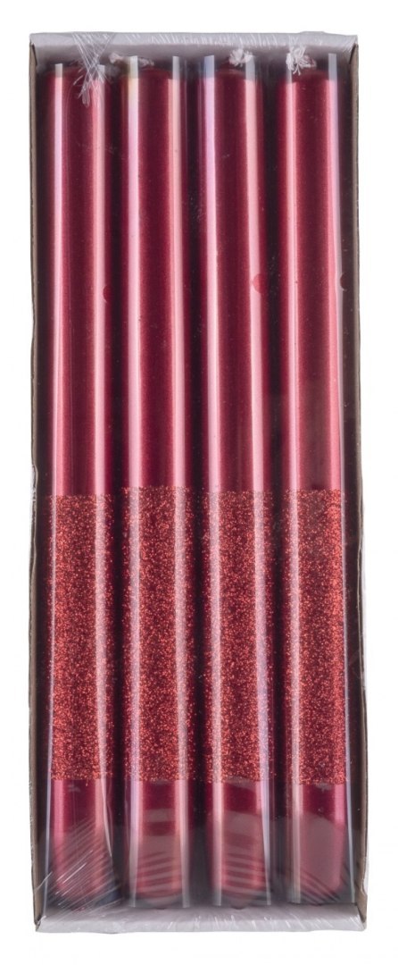 Świeca stołowa DONAU HOME Onyx, 22x250mm, 4 szt., czerwony
