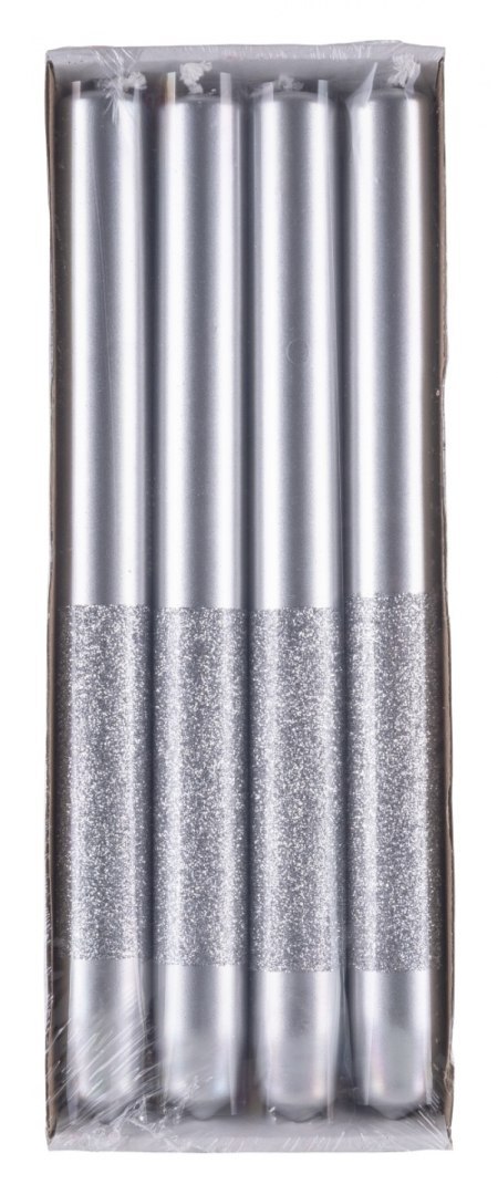 Świeca stołowa DONAU HOME Onyx, 22x250mm, 4 szt., srebrny