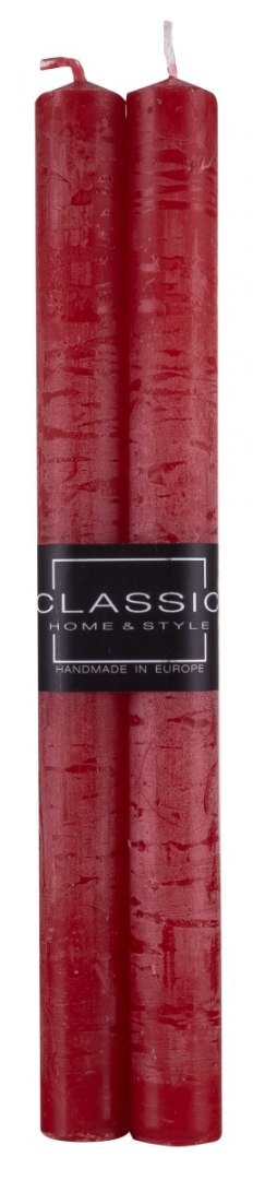 Świeca stołowa DONAU HOME Rustic Classic, 22x250mm, 4 szt., czerwony