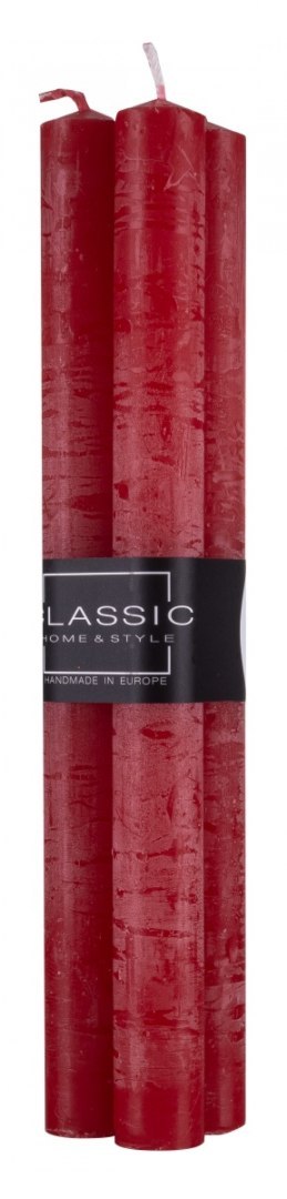 Świeca stołowa DONAU HOME Rustic Classic, 22x250mm, 4 szt., czerwony