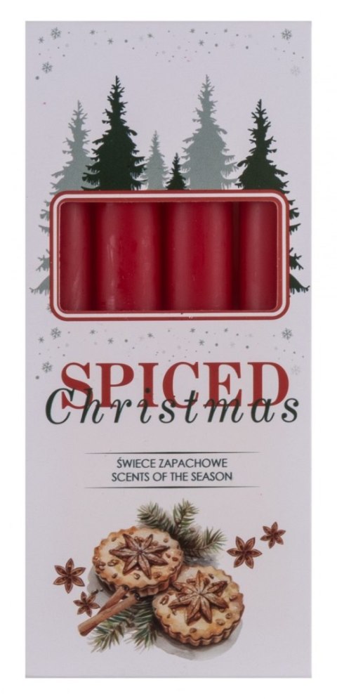 Świeca stołowa DONAU HOME Spiced Christmas, 20x170mm, 4 szt., ciastka korzenne, czerwony