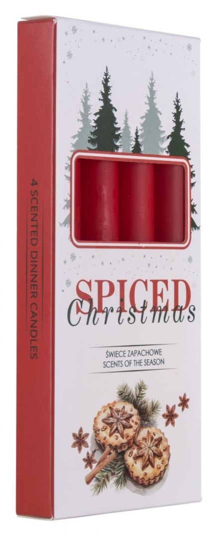Świeca stołowa DONAU HOME Spiced Christmas, 20x170mm, 4 szt., ciastka korzenne, czerwony