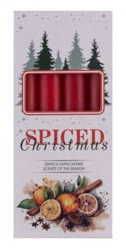 Świeca stołowa DONAU HOME Spiced Christmas, 20x170mm, 4 szt., pomarańcza z goździkami, czerwony