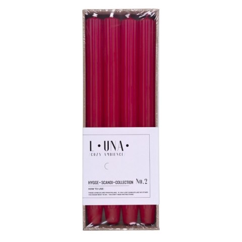 Świeca stołowa długa ryflowana DONAU HOME, 25x300 mm, 4 szt., czerwona