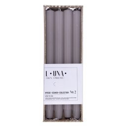 Świeca stołowa długa ryflowana DONAU HOME, 25x300 mm, 4 szt., szaro-popielata
