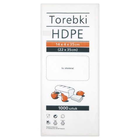 Torebki spożywcze SARANTIS, HDPE, 14x4x35cm, 1000 szt., transparentne